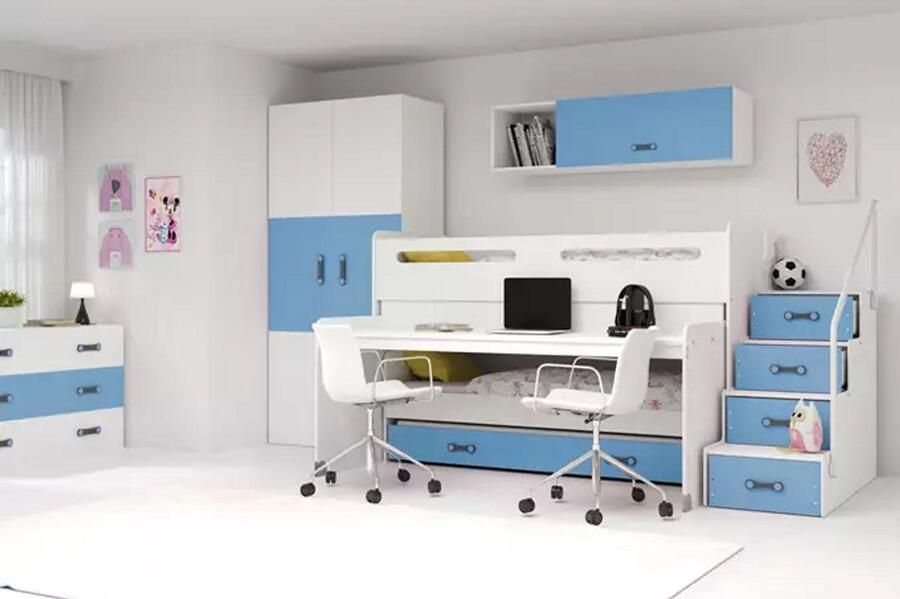 BMS Triple Youth Bed MAX 1 80x200 Jongens Blauw