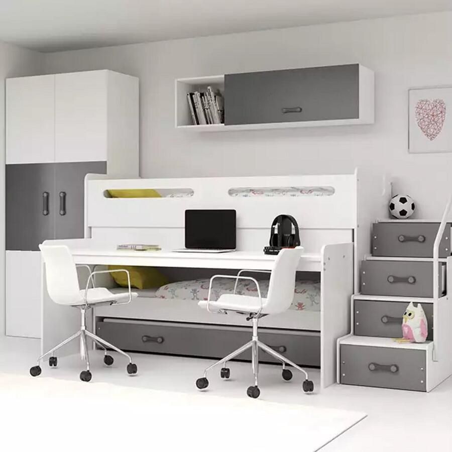 BMS MAX 1 Driepersoons Jeugdbed 80x200 cm Grijs