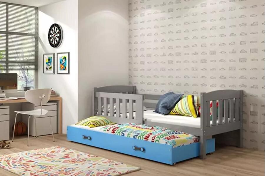 BMS Uitbreidbaar Kinderbed KUBUŚ 80X160 Graphiet Blauw