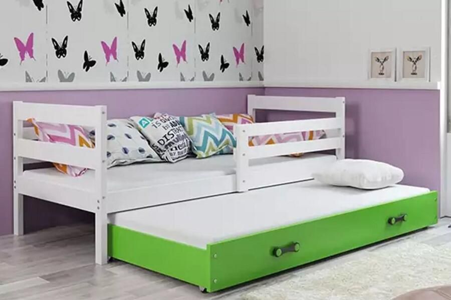 BMS Uittrekbaar Jeugdbed 90x200 cm Wit Groen