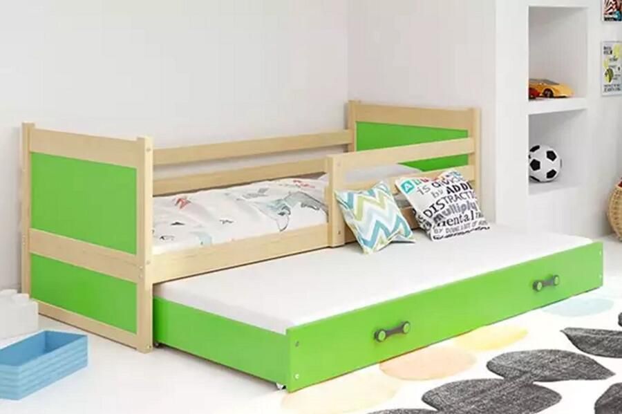 BMS Pull-Out Youth Bed 90x200 cm Groen en Pine