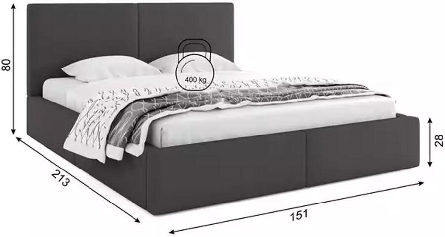 BMS Upholstered Bed 140x200 cm Graphite