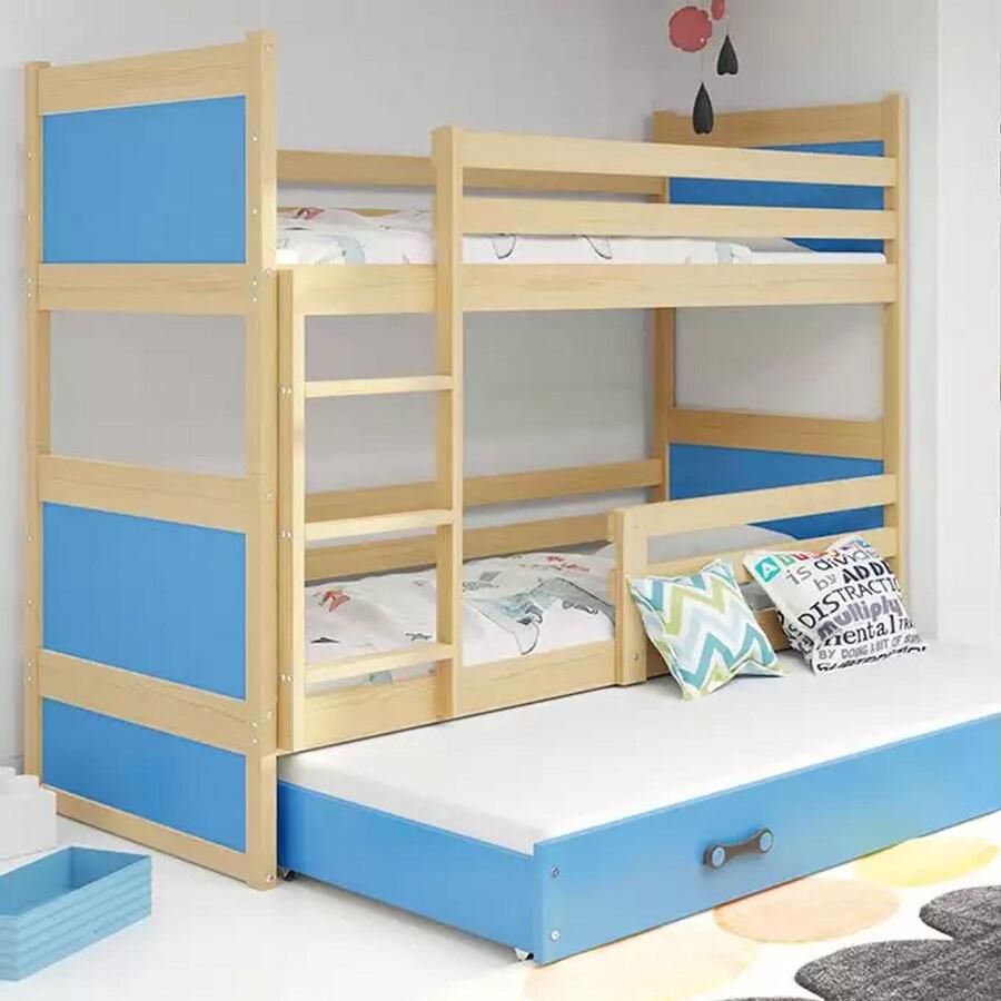 BMS Drie-Persoons Jeugdbed 90x190 cm Pine Blauw