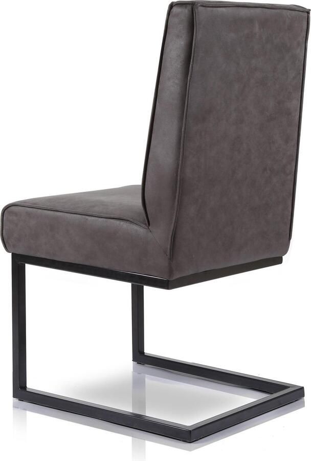 Bo Lundgren Eetkamerstoel Andries Lederlook Soft Antraciet Met armleuning
