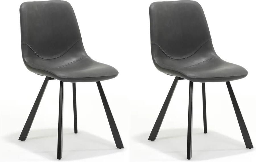 Bo Lundgren Eetkamerstoel Bari leer Vintage zwart