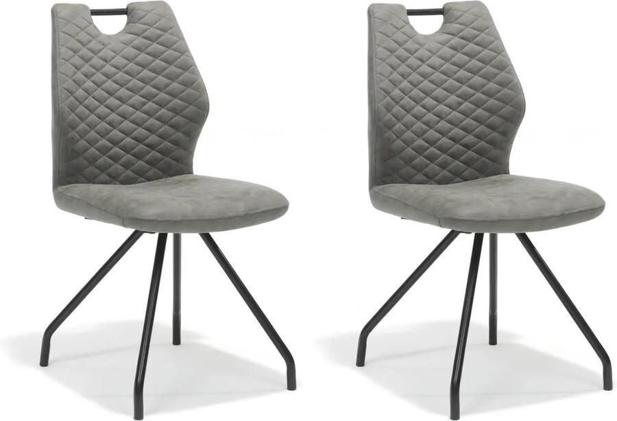 Bo Lundgren Eetkamerstoel Carlos lederlook Soft steel