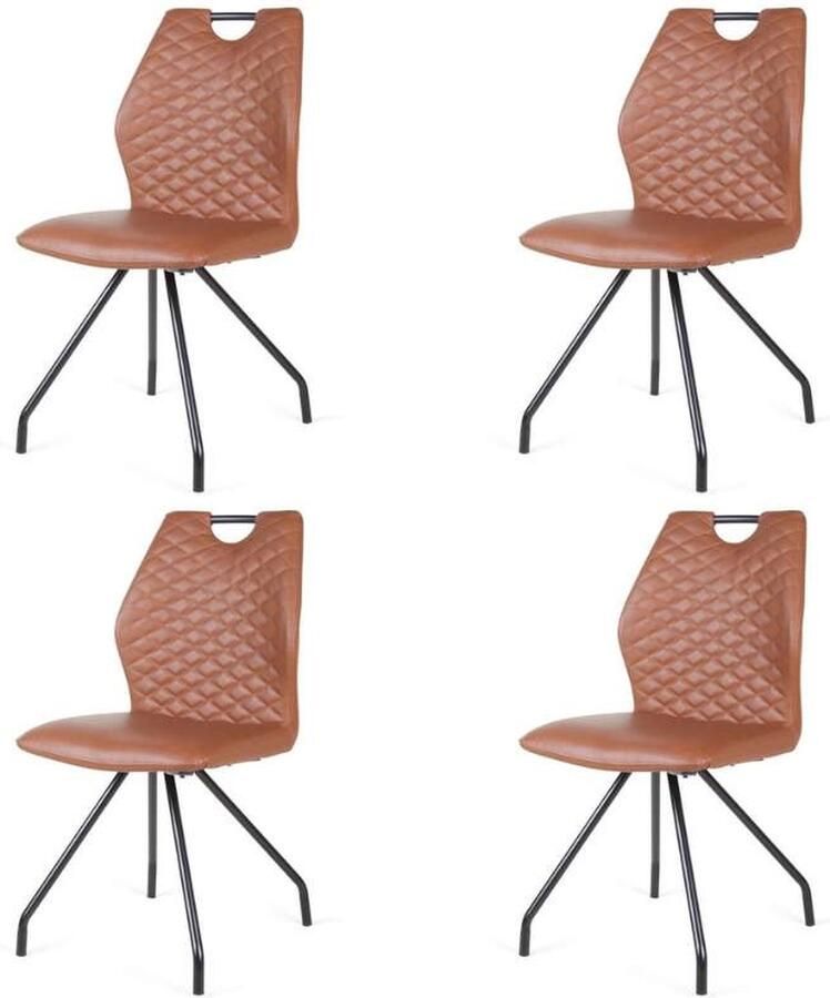 Bo Lundgren Eetkamerstoel Carlos leer Vintage cognac (4 stuks)