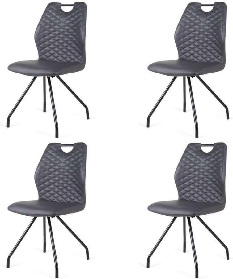 Bo Lundgren Eetkamerstoel Carlos leer Vintage zwart (4 stuks)