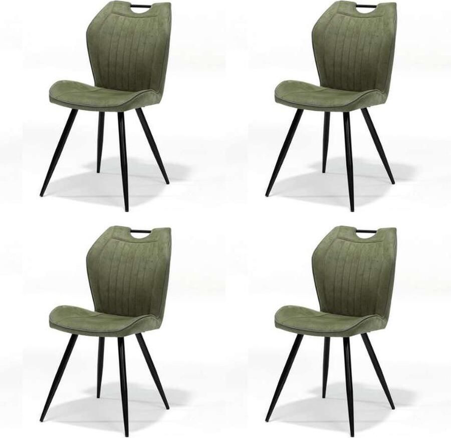 Bo Lundgren Eetkamerstoel Cobra lederlook Soft groen (4 stuks)