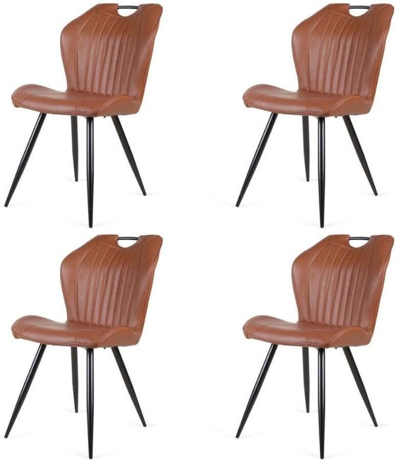 Bo Lundgren Eetkamerstoel Cobra leer Vintage cognac (4 stuks)