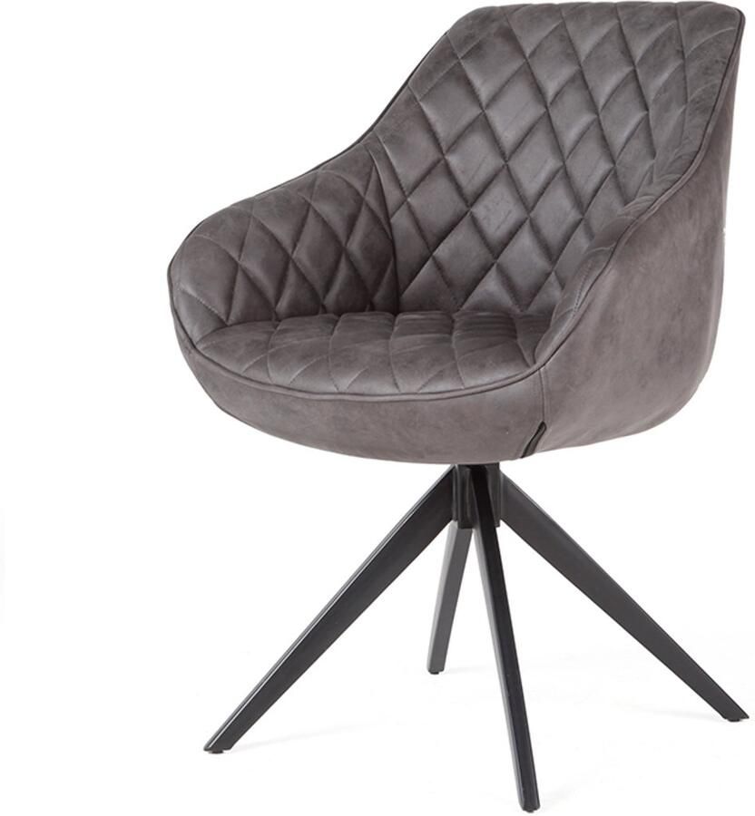 Bo Lundgren Eetkamerstoel Collins lederlook Soft antraciet