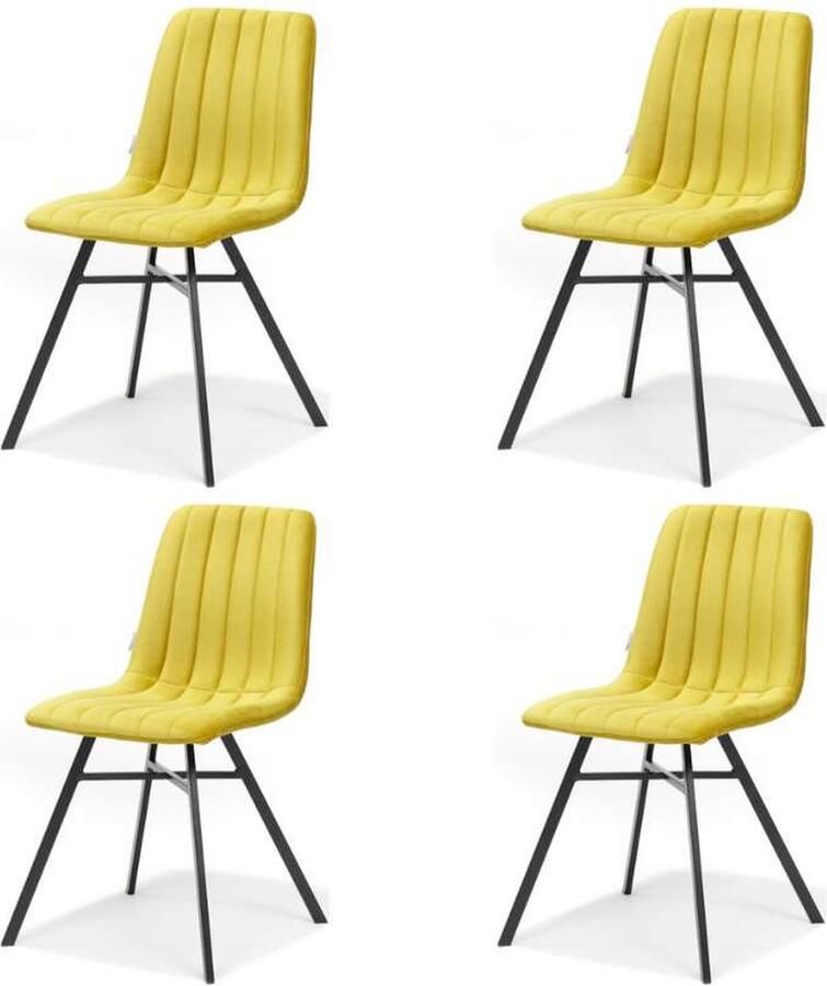 Bo Lundgren Eetkamerstoel Dex stof Velours okergeel (4 stuks)