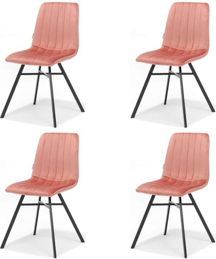 Bo Lundgren Eetkamerstoel Dex stof Velours roze (4 stuks)
