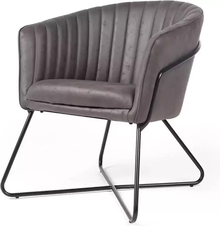 Bo Lundgren Eetkamerstoel Luxe Nova lederlook Soft antraciet