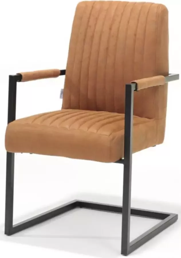 Bo Lundgren Eetkamerstoel Sanne Lederlook Soft Cognac Met armleuning