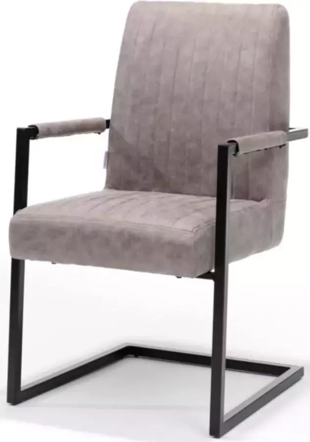 Bo Lundgren Eetkamerstoel Sanne Lederlook Soft Pebble Met armleuning