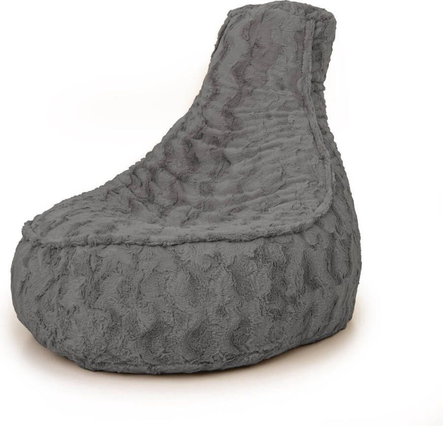 Bobbel Home Zitzak Stoelvorm Florance Faux fur Zitstoel 100 liter Duurzaam Voor Binnen Grijs