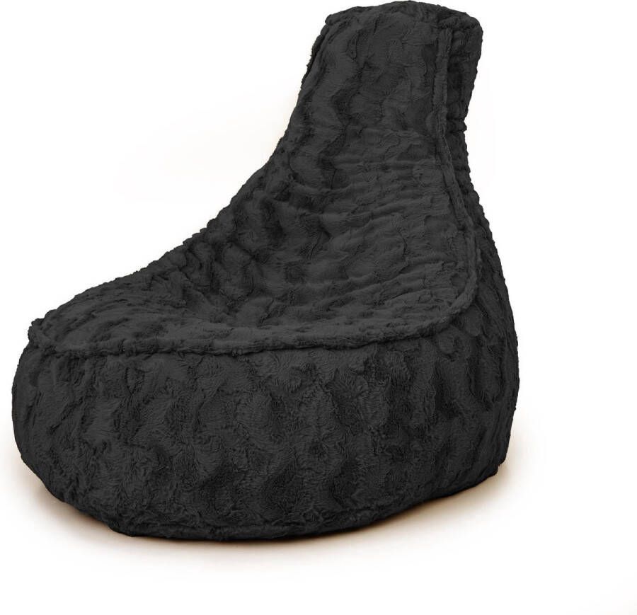 Bobbel Home Zitzak Stoelvorm Florance Faux fur Zitstoel 100 liter Duurzaam Voor Binnen Zwart