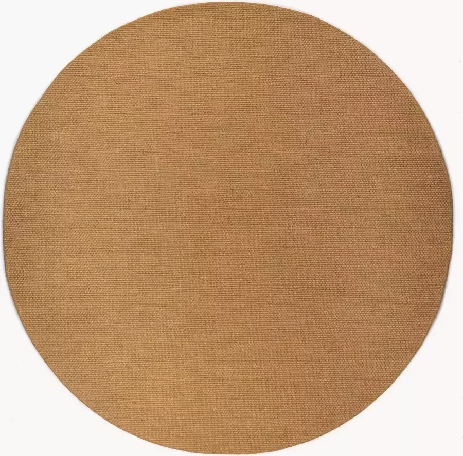 Bodilson Vloerkleed Ring Laagpolig Rond Oker Geel 225x225cm
