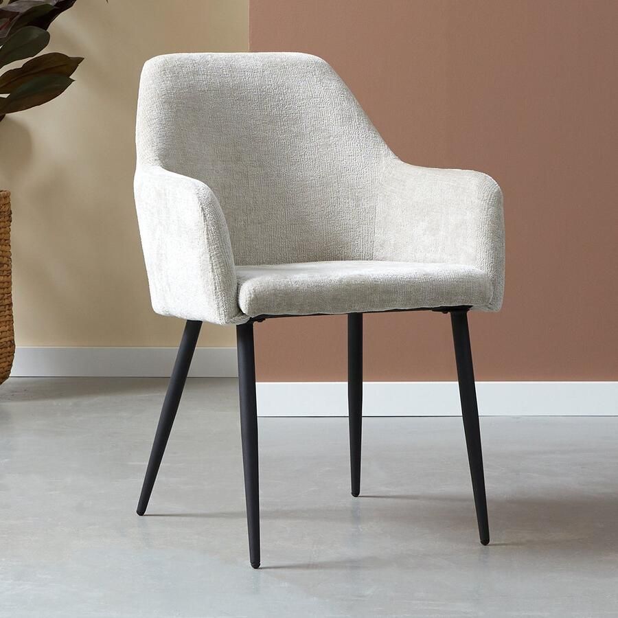 Bodio Beige eetkamerstoel met armleuningen