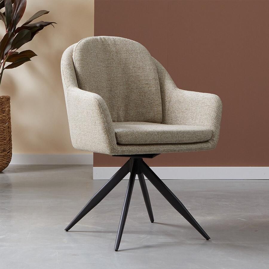 Bodio Eetkamerstoel met ronde rug zandkleur