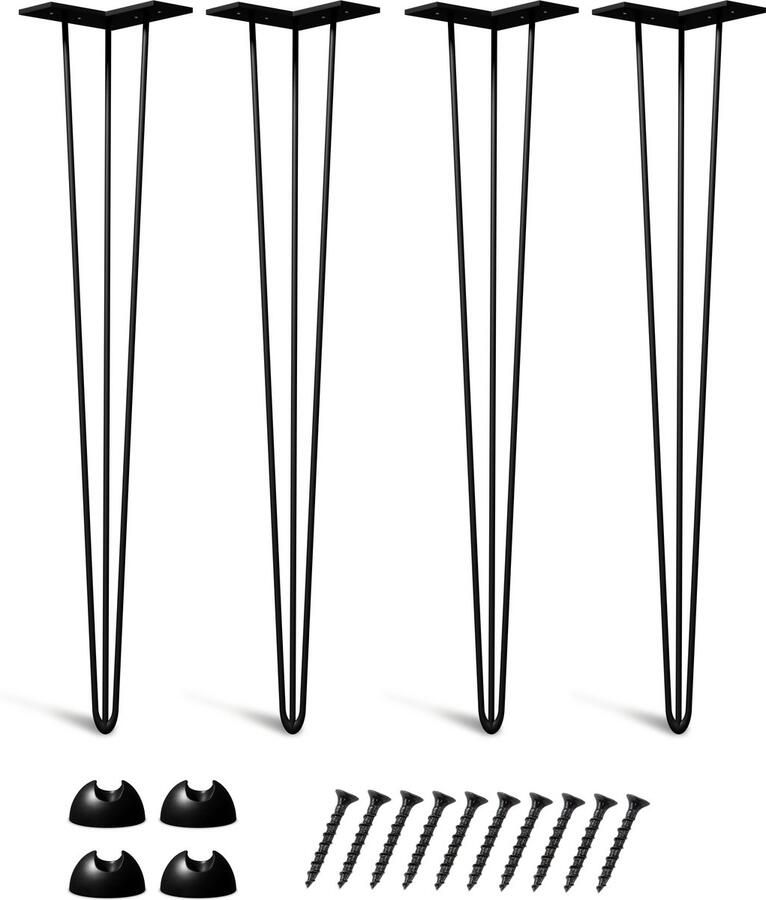 Bodo Stalen onderstel Hairpin Table legs (set van 4) 86 cm 3 stang Zwart