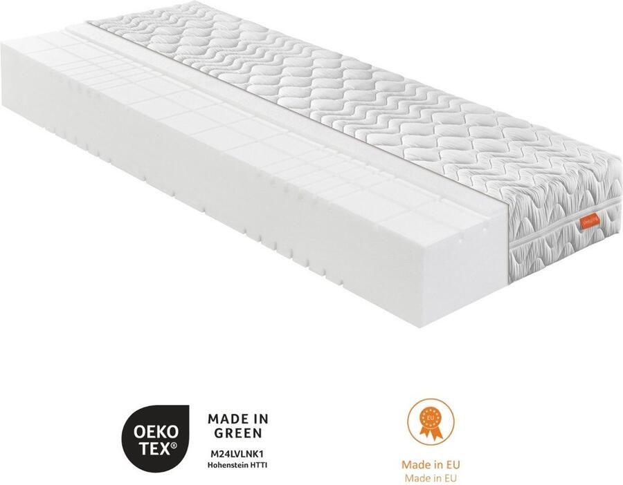 Bodyprotect 100 x 200 cm koudschuimmatras Duo 500 keerbaar matras met hardheidsgraad 2 en 3 7 zones Made in EU afneembare hoes van katoenmix wasbaar op 60 graden 100 x 200 x 30 cm wit