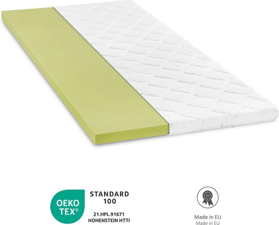 Bodyprotect topper 90 x 200 x 6 cm visco matras topper visco foam matras topper wasbaar tot 60 graden wit