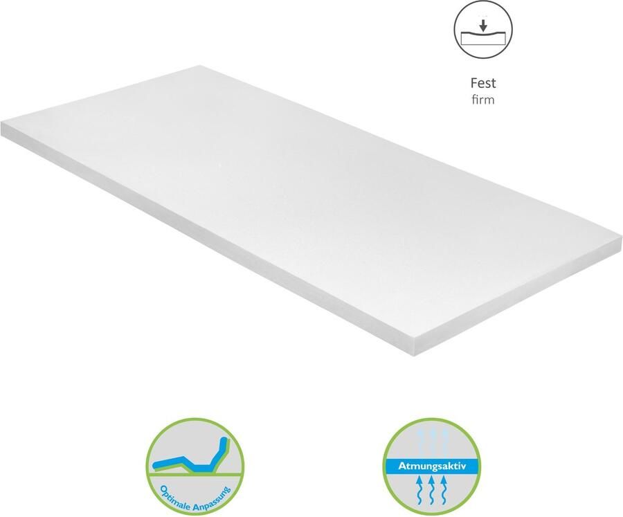 Bodyprotect topper 140 x 200 x 6 cm comfort schuim matras topper matras topper wasbaar tot 60 graden wit
