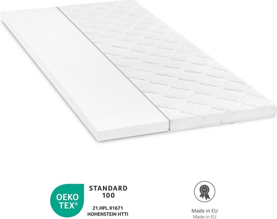 Bodyprotect topper 90 x 200 x 6 cm koudschuim matras topper matras topper wasbaar tot 60 graden wit