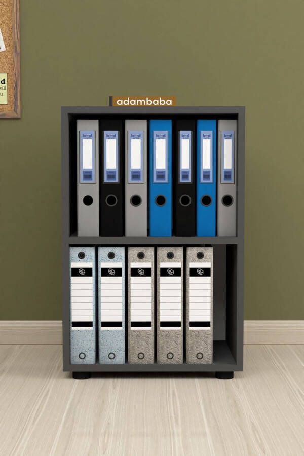Bofigo Adambaba Prismakast met 2 Planken Boekenkast met 2 Planken Kantoorkast Map Multifunctionele Kast Keukenkast Antraciet 74 x 49 x 32 cm