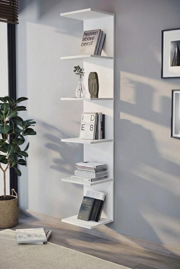 Bofigo SNS Home MDF Wandmontage Boekenkast Decoratieve Plank Wandplank Antraciet Wandmontage MDF 6 Planken - Foto 2