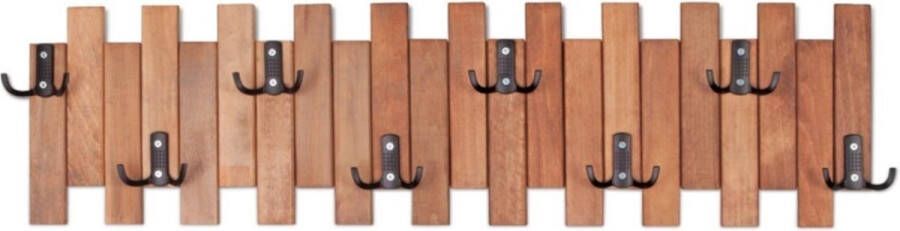 Bofigo Houten Muurhanger Deurhanger Kledinghanger Hekmodel Volledig Natuurlijk Hout 8x2 Metalen Hangers 23 x 91 cm