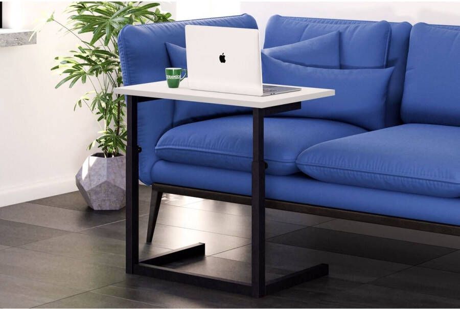 Bofigo In Hoogte Verstelbare Salontafel Hoogte: 47-73 cm Bijzettafel Laptopstandaard Studeerbureau Computerbureau 40x60x73 cm Wit