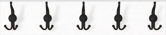 Kapstok Hangkapstok 5x3 Metaal Haakjes Hangend Industrieel Wandkapstok 80x15 cm MDF Wit - Foto 2