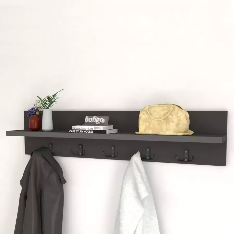 Bofigo Kapstok Wandkapstok Wandplank Pijnboom Modern Stijl Kapstok Natuurlijk Hout Antraciet Kleur - Foto 2