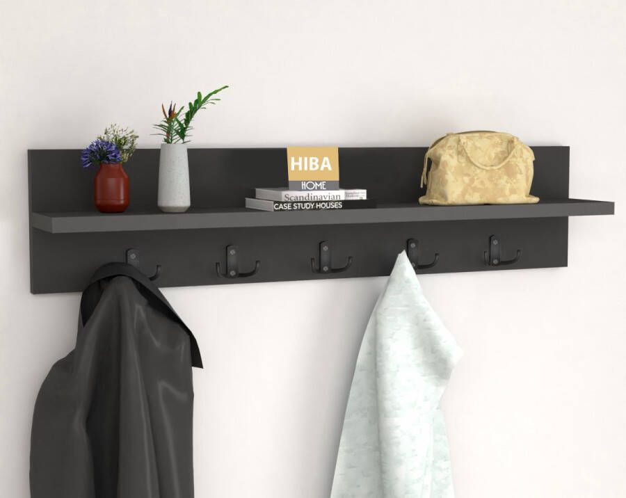Bofigo Kapstok Wandkapstok Wandplank Pijnboom Modern Stijl Kapstok Natuurlijk Hout Antraciet Kleur