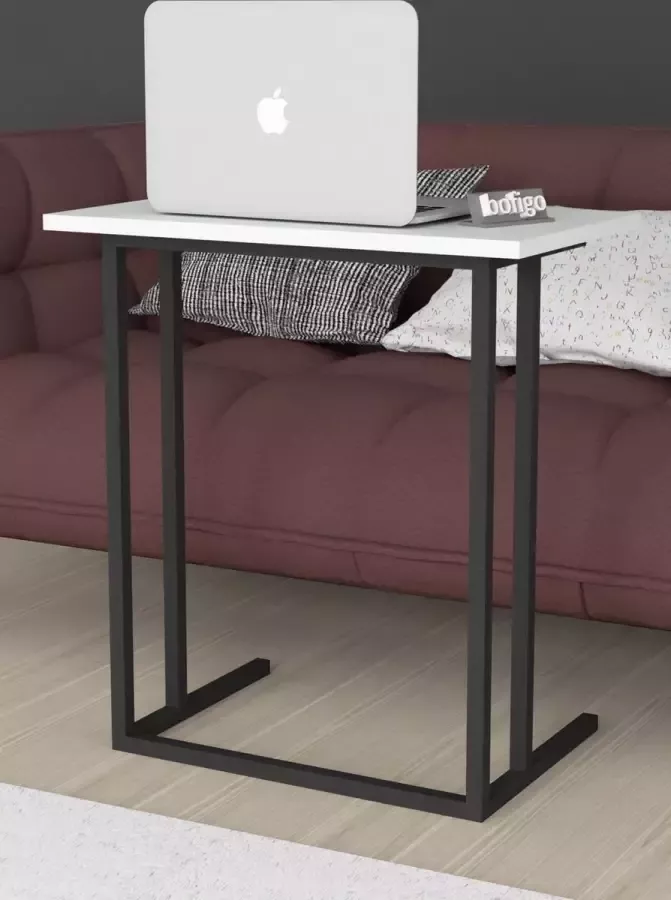 Bofigo Laptopstandaard Ontbijttafel Bureau Metalen Poot Computerbureau 60 cm Breed Wit