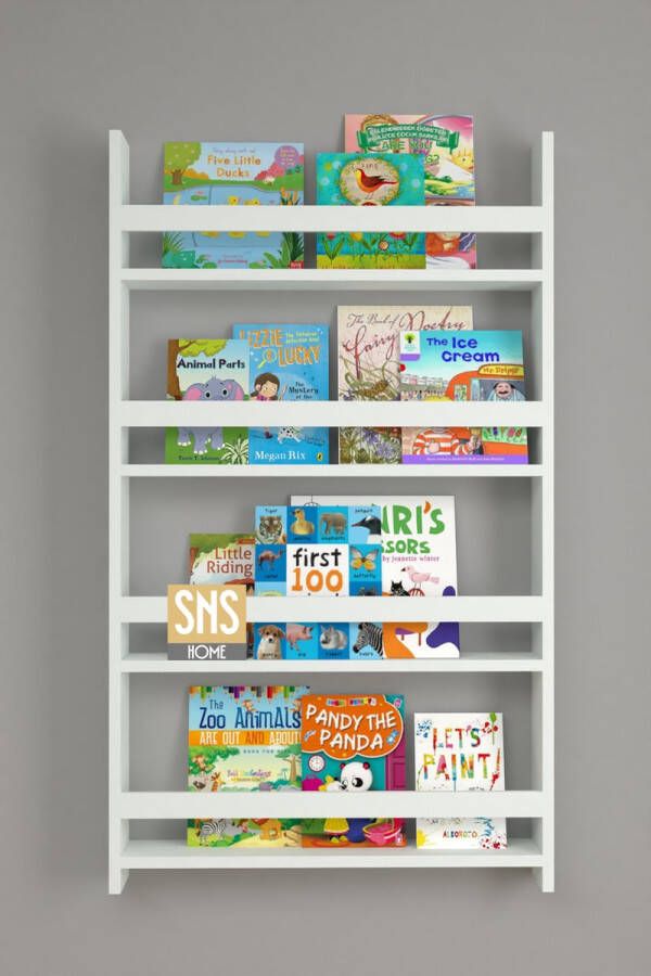 Bofigo Met 4 Planken 120 x 74 Cm Montessori Boekenkast Educatieve Kinderboekenkast Woor Kinderen MDF Wit