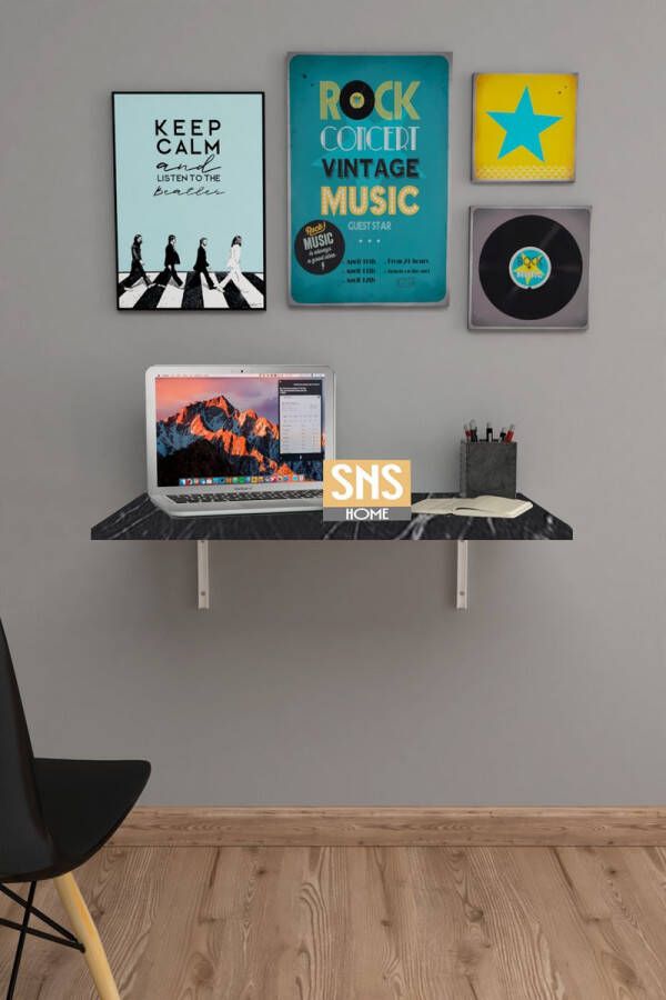 Bofigo Ruimtebesparende Opvouwbare Wandtafels Stijlvolle Functionaliteit Voor Elk Interieur 72 X 45 cm Zwart en Marmer