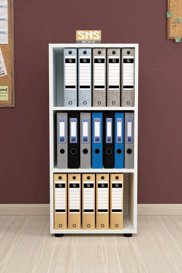 Bofigo SNS Home Prismakast met 3 Planken Boekenkast met 3 Planken Kantoorkast De Map Multifunctionele Kast Keukenkast Wit 108 3 x 49 x 32 cm