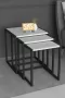 Bofigo SNS Home Set van 3 Coffee Tables Metal Salontafel Bijzettafel Set van 3 Coffee Metalen Nesttafel Pijnboom - Thumbnail 1