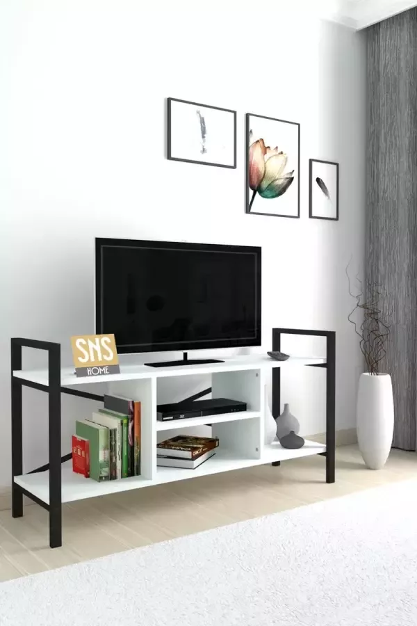 Bofigo SNS Home Tv Meubel Met Plank Tv Meubel Televisie Meubel Tv Meubel Hout Tv Kasten Wit 120x61x35 cm