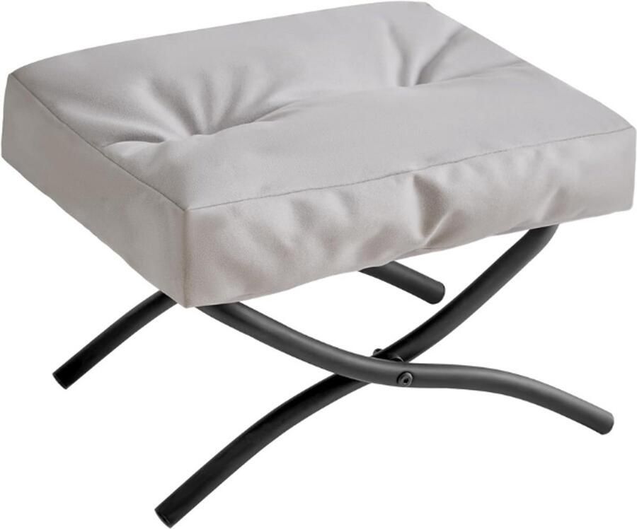 BOG 11 8 Inch H Inklapbare Voetensteun Kruk Rechthoekig Kleine Voetenbankje Accent Poef Voor Lazy Stoel Moderne Draagbare Voetensteun Kruk Voor Woonkamer Slaapkamer Grijs