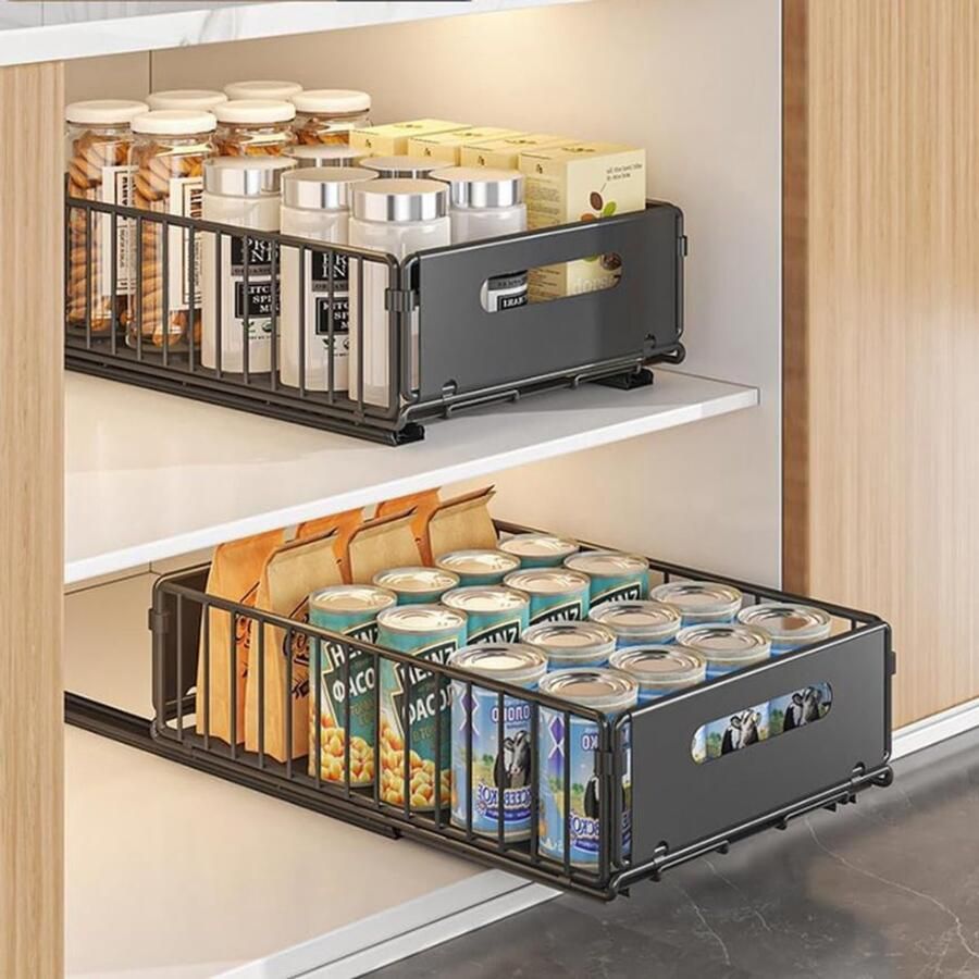 BOG 2 Stuks Telescopische Uittrekbare Laden Opvouwbare Kastorganizer Voor Keukenkasten Lade Opbergplanken S Hoogte 10 Cm