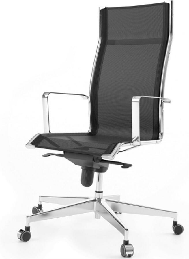 PEAM Bb70 Ergonomische Bureaustoel Comfortabele Mesh Fauteuil Verstelbare Rugleuning Draaibaar Onderstel Met Wielen In Hoogte Verstelbaar Chroom-Zwart Design