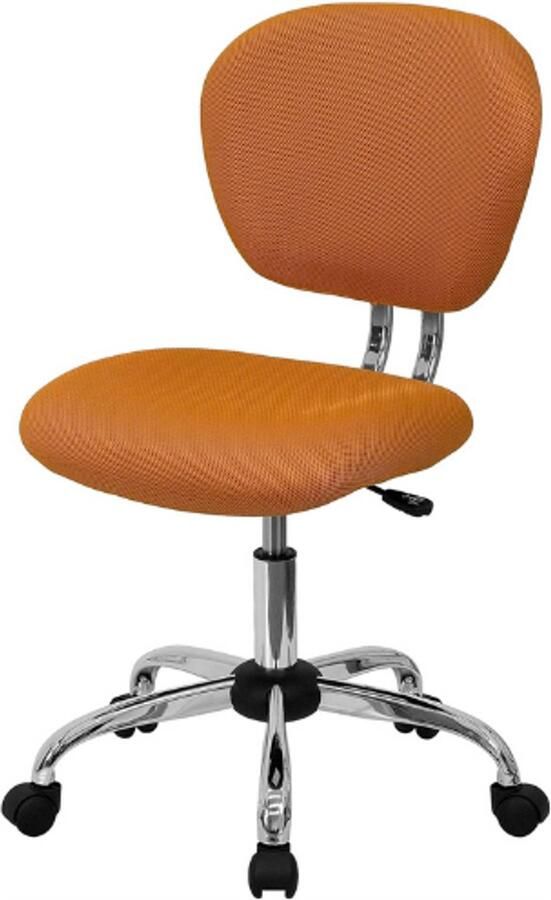BOG Beverly Bureaustoel Oranje Draaistoel Met Gemiddelde Rugleuning Van Netstof Gewatteerde Zitting En Chromen Sokkel Comfortabele Werkstoel Voor Thuis Of Kantoor