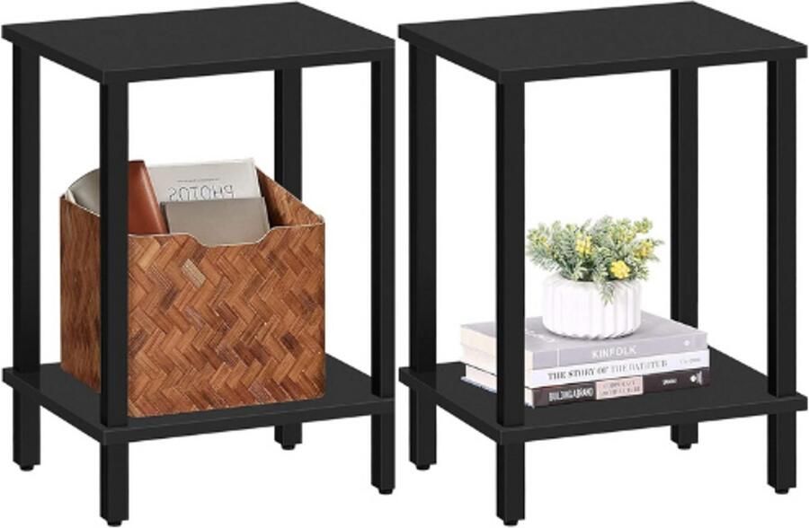 BOG Set Van 2 Bijzettafels Nachtkastjes Tafel Met 2 Opbergplanken Slaapkamer En Woonkamer Compacte Sofa Tafels Voor Kleine Ruimtes