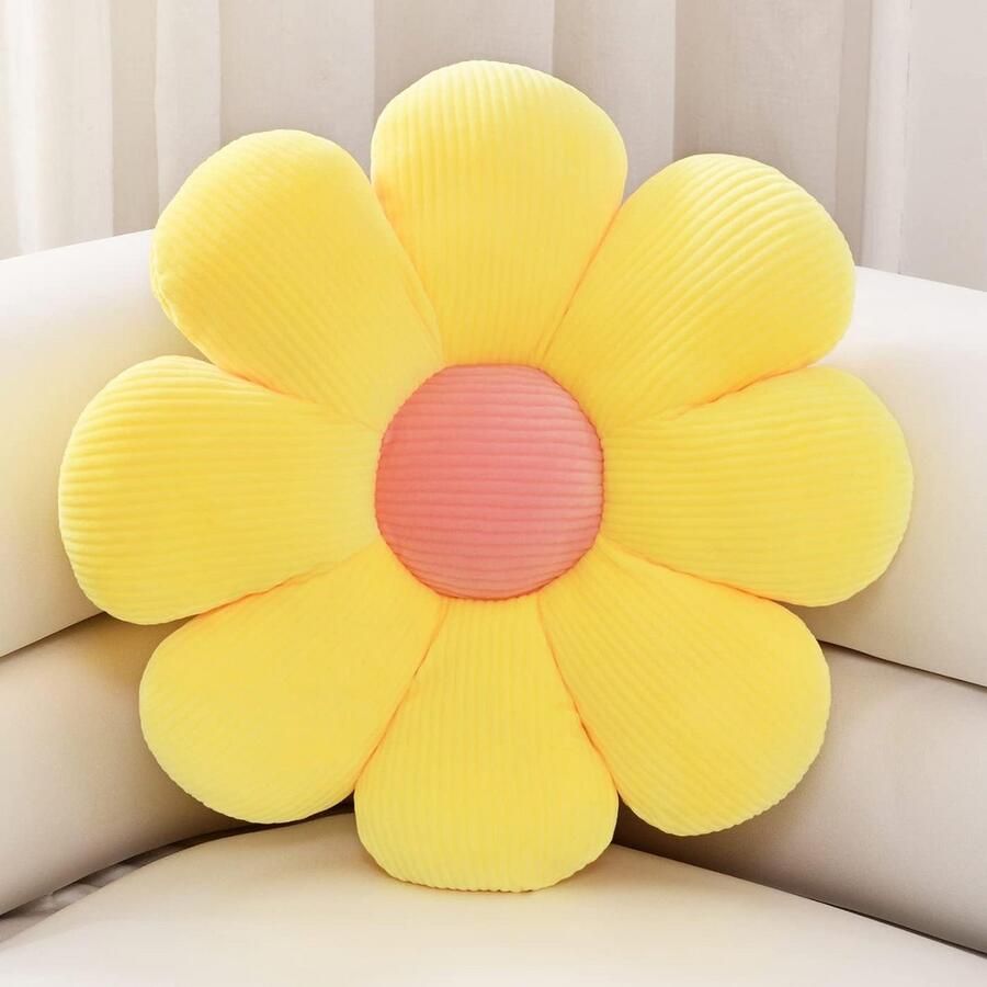 BOG Bloemvormig Sierkussen Geel 75 Cm – Zacht Pluche Zit- En Vloerkussen – Schattig Bloemkussen Voor Bank- Stoel & Slaapkamerdecoratie