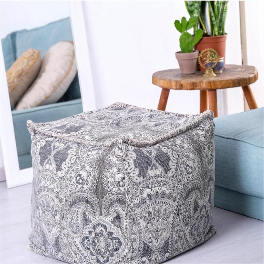 BOG Bohemian Pouf Cube Cover 50cm Luxe Ambachtelijke Kamerdecoratie Poef Boho Chic Zitplek Poef